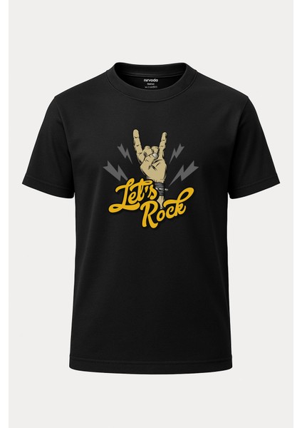 Lets Rock Tişört - Baskılı Rock T-Shirt