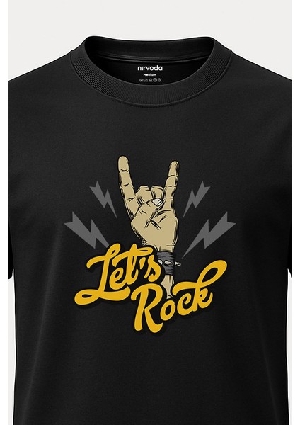 Lets Rock Tişört - Baskılı Rock T-Shirt fırsatları