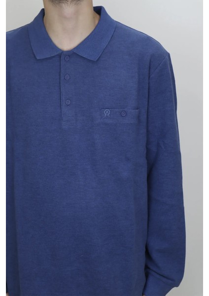 Fistan Store Erkek Indigo Klasik Kesim Rahat Kalıp Polo Yaka Tek Cepli Kışlık Battal Selanik Kazak fiyatları