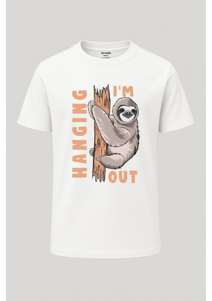 Tembel Hayvan Baskılı Tişört - Uzun T-Shirt