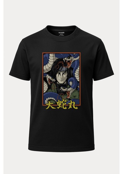 Orochimaru Yılan Baskılı Naruto Tişört - Anime Uzun T-Shirt