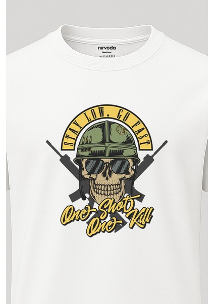 One Shot Kurukafa Baskılı Tişört - Uzun T-Shirt fırsatları