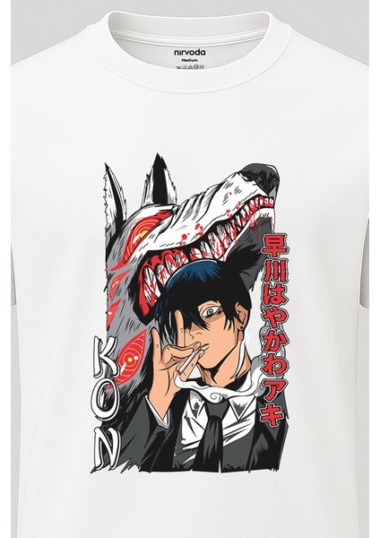 Kon Aki Chainsaw Man Tişört - Uzun Anime T-Shirt fırsatları
