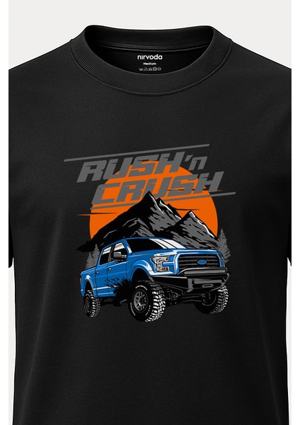 Unisex Road Off Araba Baskılı Tişört - Uzun T-Shirt fırsatları