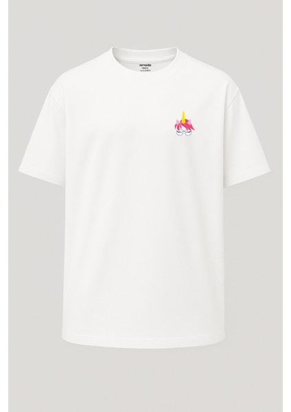 Oversize Gözlüklü Sevimli Unicorn Unisex Tişört