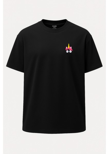 Oversize Gözlüklü Sevimli Unicorn Unisex Tişört