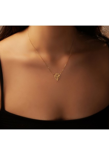 Lale 14 Ayar Altın Kolye