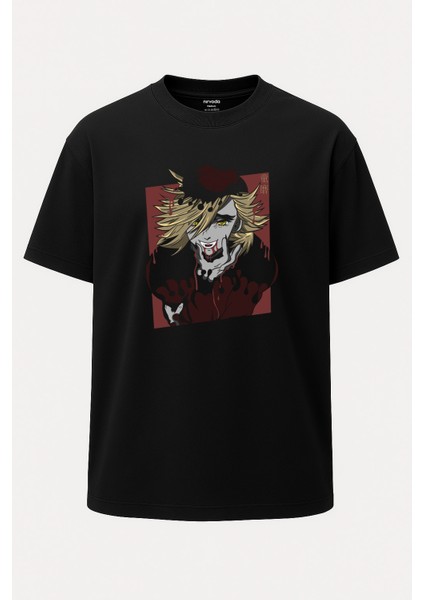 Oversize Doma Douma Demon Slayer Unisex Siyah Tişört