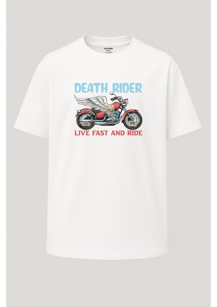 Oversize Death Rider Motosiklet Unisex Tişört