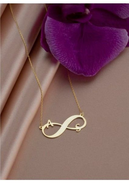 Sonsuzluk Harf Yazılı 14 Ayar Altın Kolye