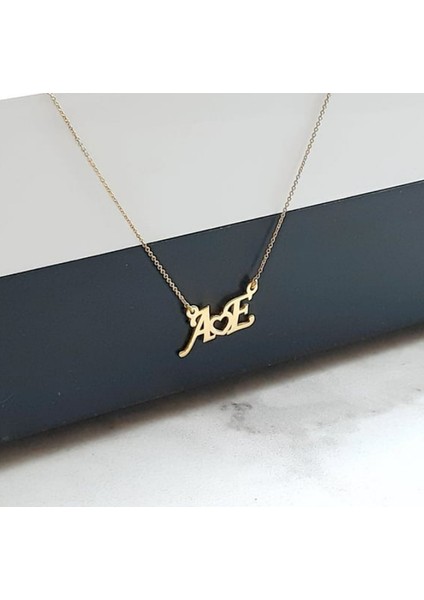 Harf Yazılı 14 Ayar Altın Kolye