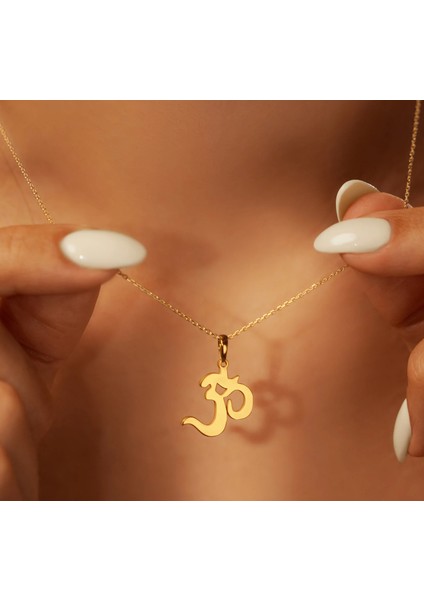 Om Yoga 14 Ayar Altın Kolye