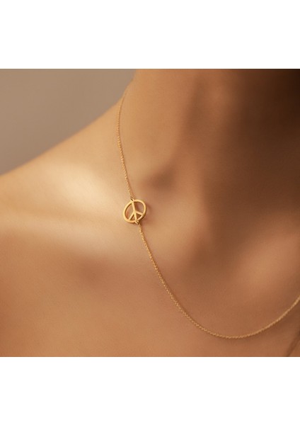 Barış Simgesi 14 Ayar Altın Kolye