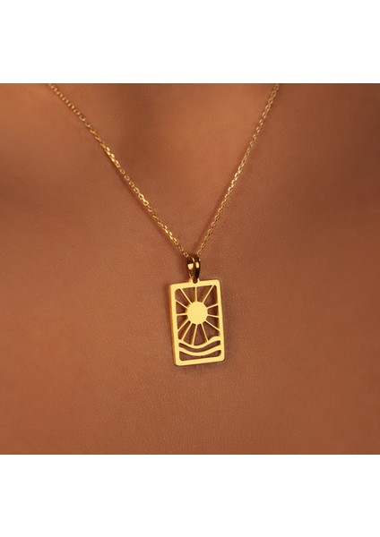 Güneş 14 Ayar Altın Kolye