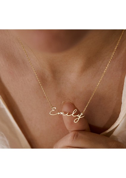 Isim Yazılı 14 Ayar Altın Kolye