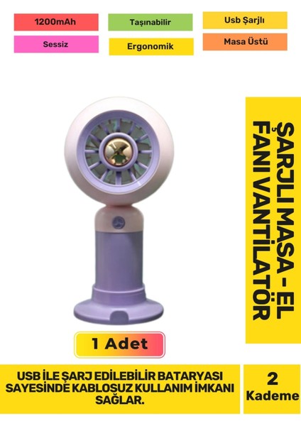 Ultra Sessiz 2 Kademeli Hafif Kablosuz 1200MAH Pervaneli Taşınabilir USB Şarj Masa El Fan Vantilatör
