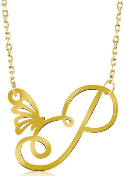 P Harf 14 Ayar Altın Kolye