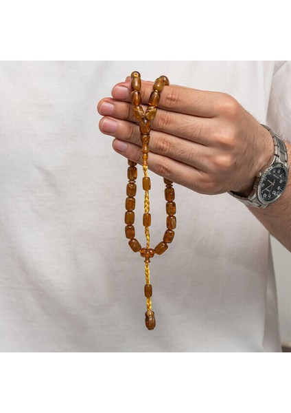 Sıkma Kehribar 925 Ayar Gümüş Tesbih