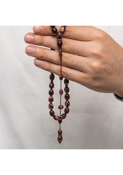 Sıkma Kehribar 925 Ayar Gümüş Tesbih