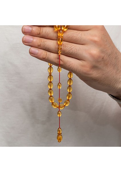 Sıkma Kehribar 925 Ayar Gümüş Tesbih