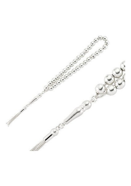 Yuvarlak Kesim 925 Ayar Gümüş Tesbih