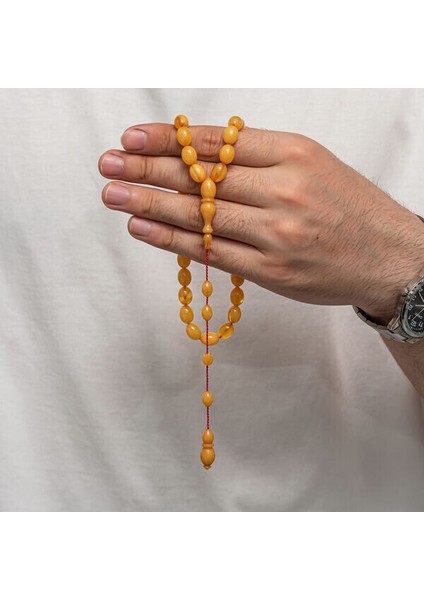 Sıkma Kehribar 925 Ayar Gümüş Tesbih