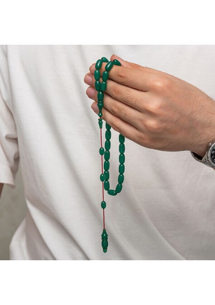 Sıkma Kehribar 925 Ayar Gümüş Tesbih