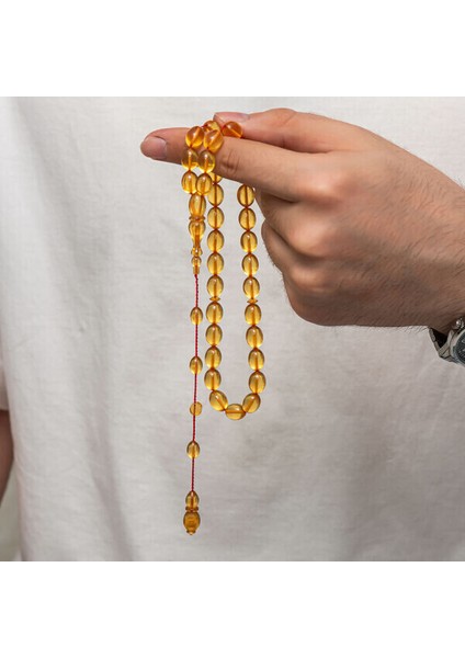 Sıkma Kehribar 925 Ayar Gümüş Tesbih