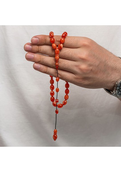 Sıkma Kehribar 925 Ayar Gümüş Tesbih