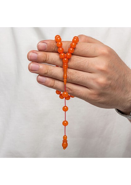 Sıkma Kehribar 925 Ayar Gümüş Tesbih