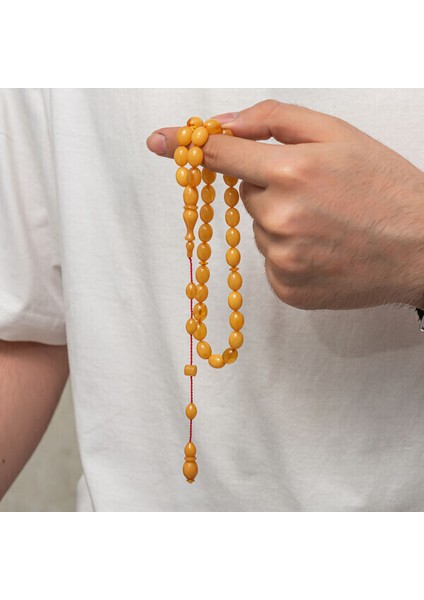 Sıkma Kehribar 925 Ayar Gümüş Tesbih