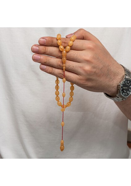 Sıkma Kehribar 925 Ayar Gümüş Tesbih