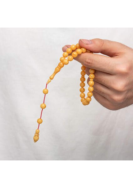 Sıkma Kehribar 925 Ayar Gümüş Tesbih