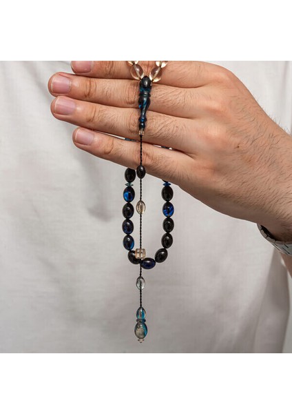 Sıkma Kehribar 925 Ayar Gümüş Tesbih