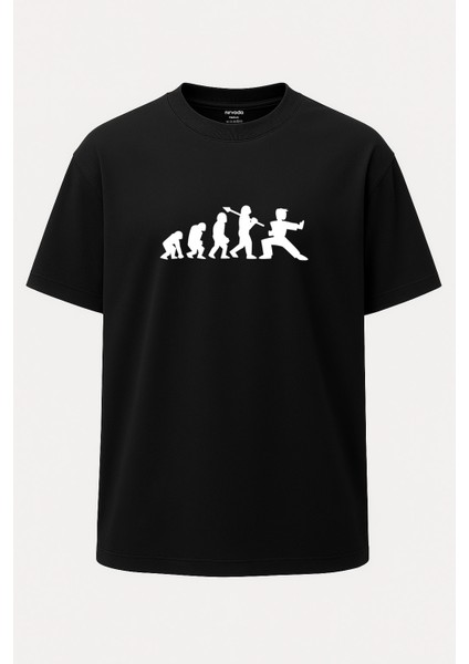 Oversize Karate Evrimi Baskılı Unisex Tişört