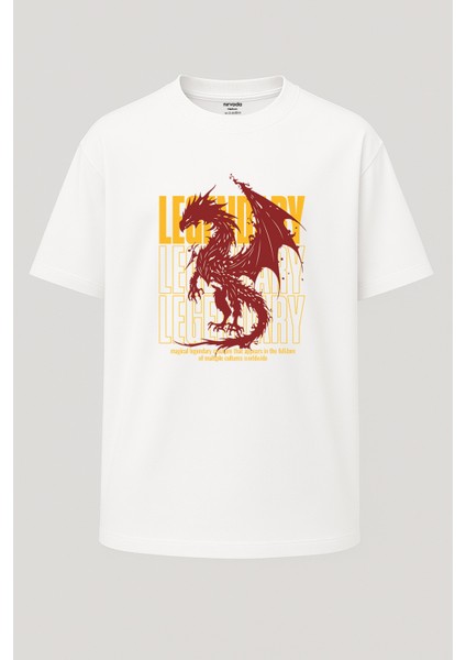Oversize Legendary Kırmızı Anka Kuşu Baskılı Unisex Tişört