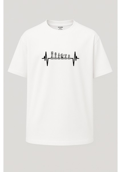 Oversize Kalp Atışı Satranç Baskılı Unisex Tişört