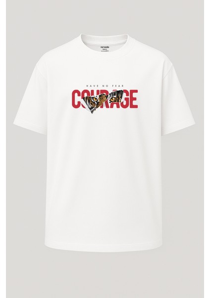 Oversize Courage Kaplan Gözü Baskılı Tişört