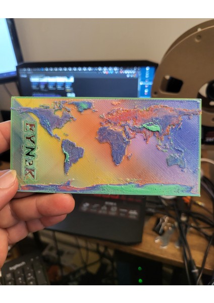 Dünya Kontur Haritası - Düz Dünya - Yüksek Poli (Plastik Aparattır!!!)