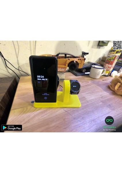 Samsung Galaxy Note 8/9/S10 ve Gear S3 Kablosuz Şarj Standı V2 (Plastik Aparattır!!!)