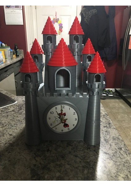 Normal Saat Mekanizması Için Disney'den Esinlenen Kale Saati (Plastik Aparattır!!!)