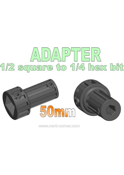 Adaptör 1/2 Kare Ila 1/4 Altıgen Bit 50 mm (Plastik Aparattır!!!)