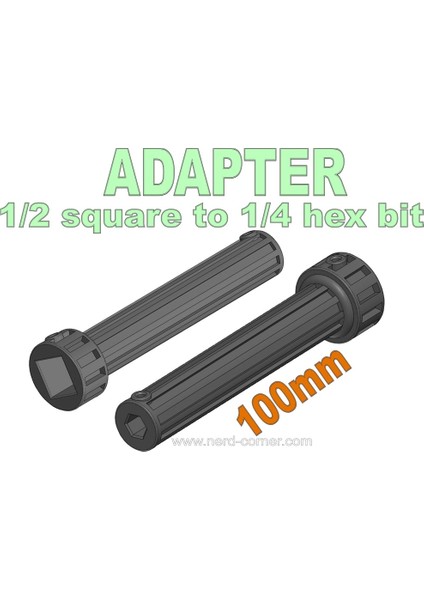 Adaptör 1/2 Kare Ila 1/4 Altıgen Bit 100 mm (Plastik Aparattır!!!)
