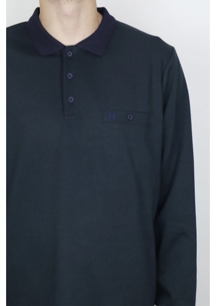 Fistan Store Erkek Koyu Yeşil Çizgili Klasik Kesim Rahat Kalıp Polo Yaka Tek Cepli Kışlık Kazak fiyatları