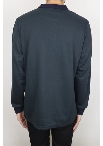 Fistan Store Erkek Koyu Yeşil Çizgili Klasik Kesim Rahat Kalıp Polo Yaka Tek Cepli Kışlık Kazak modelleri