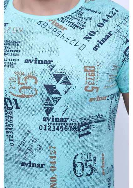 Unisex Bisiklet Yaka Baskılı Yıkamalı T-Shirt
