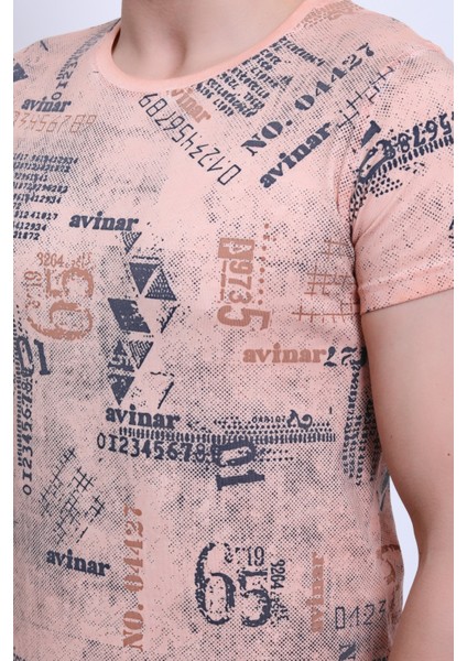 Unisex Bisiklet Yaka Baskılı Yıkamalı T-Shirt