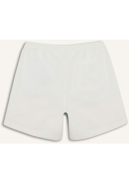 %100 Pamuk Yazlık Relax Fit Rahat Beyaz Jean Bermuda Şort Z4460AZ25SM