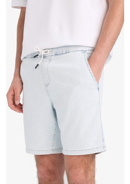 Regular Fit Beli Lastikli Rahat Kalıp Jean Bermuda Şort E4554AX25SM