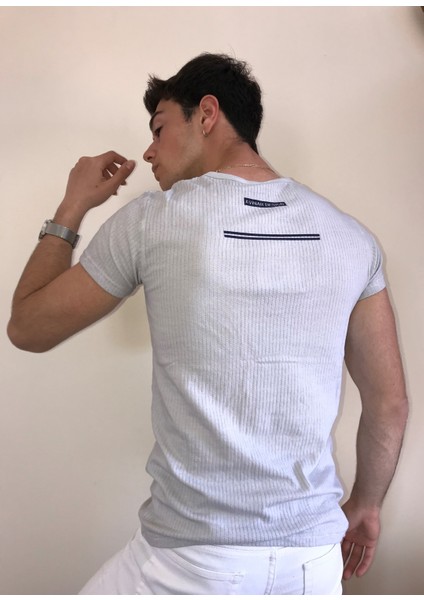 Unisex Bisiklet Yaka Baskılı Yıkamalı T-Shirt